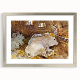 Realism Animal Art Print - Oxen Resting by John Singer Sargent