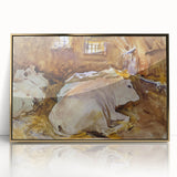 Realism Animal Art Print - Oxen Resting by John Singer Sargent