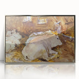 Realism Animal Art Print - Oxen Resting by John Singer Sargent