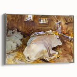 Realism Animal Art Print - Oxen Resting by John Singer Sargent