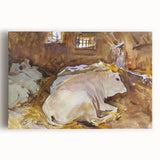 Realism Animal Art Print - Oxen Resting by John Singer Sargent