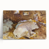 Realism Animal Art Print - Oxen Resting by John Singer Sargent