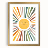 Happy Sunburst Girls Room Wall Art - Cheerful Nursery Print