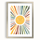 Happy Sunburst Girls Room Wall Art - Cheerful Nursery Print