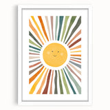 Happy Sunburst Girls Room Wall Art - Cheerful Nursery Print