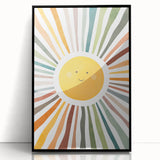 Happy Sunburst Girls Room Wall Art - Cheerful Nursery Print