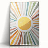 Happy Sunburst Girls Room Wall Art - Cheerful Nursery Print