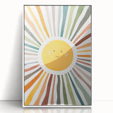 Happy Sunburst Girls Room Wall Art - Cheerful Nursery Print