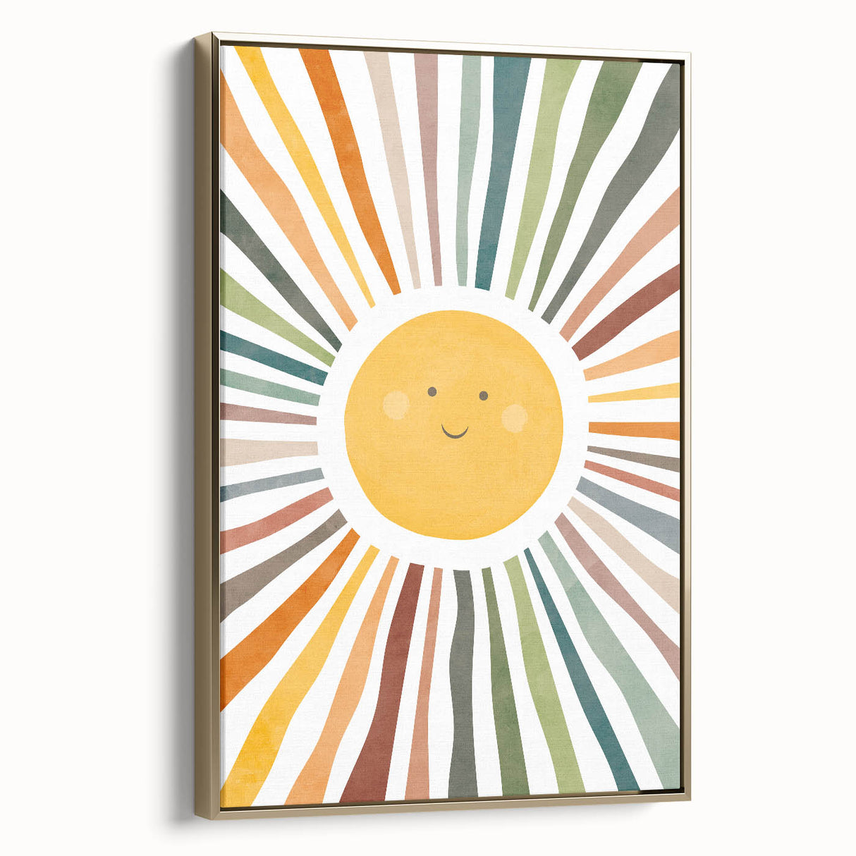 Happy Sunburst Girls Room Wall Art - Cheerful Nursery Print