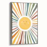 Happy Sunburst Girls Room Wall Art - Cheerful Nursery Print