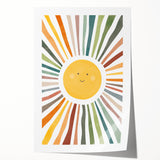Happy Sunburst Girls Room Wall Art - Cheerful Nursery Print