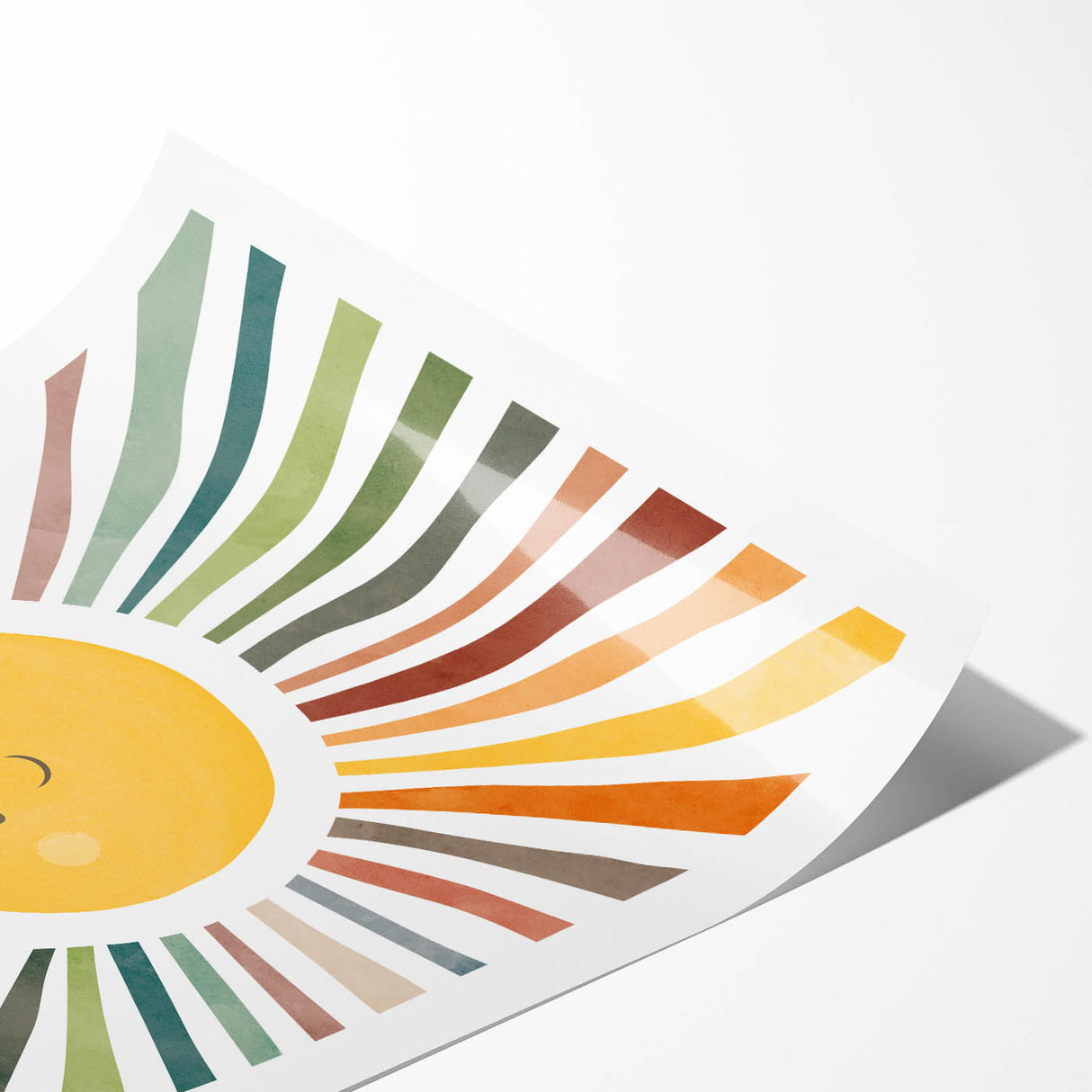 Happy Sunburst Girls Room Wall Art - Cheerful Nursery Print