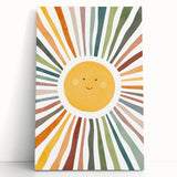 Happy Sunburst Girls Room Wall Art - Cheerful Nursery Print