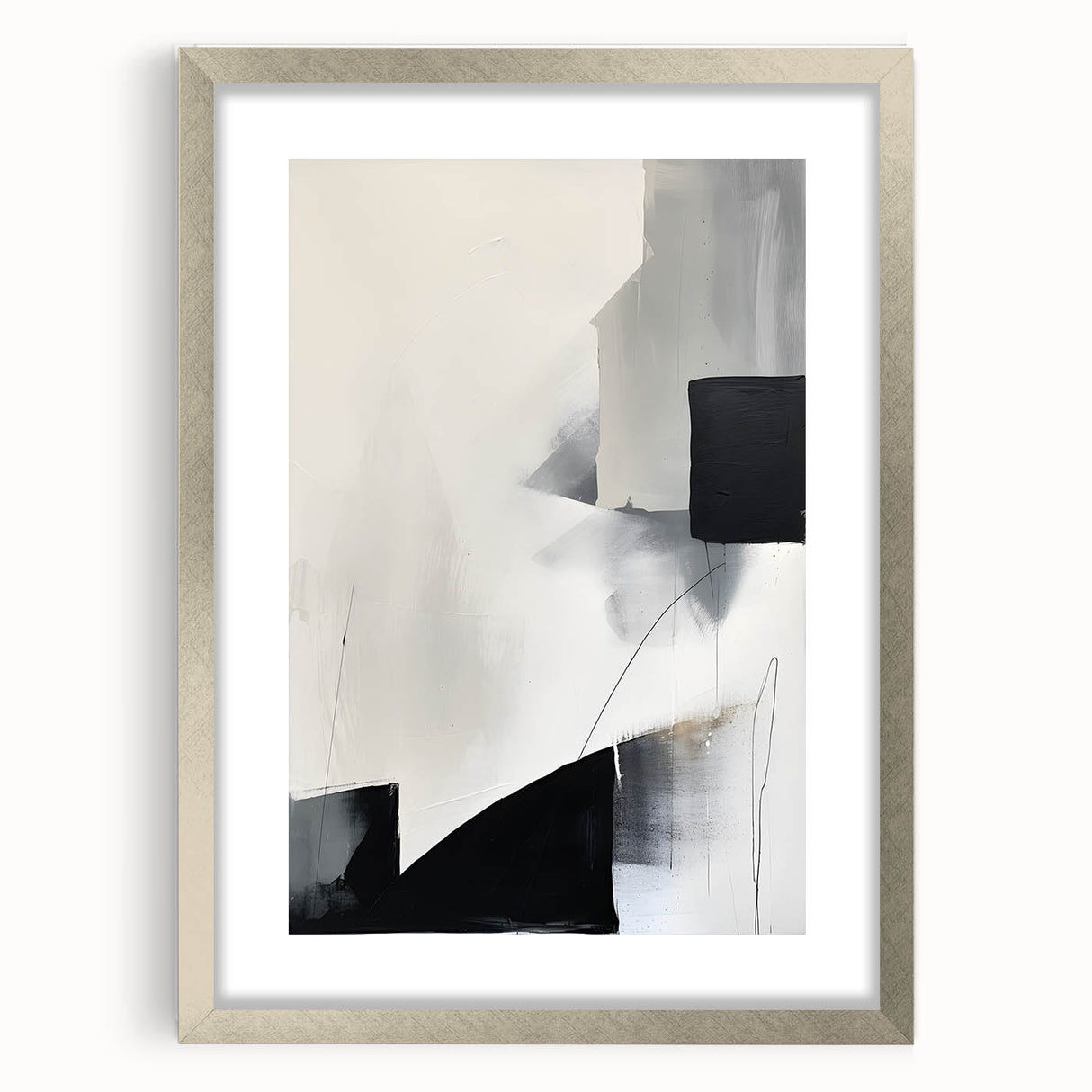 Framed and Canvas Dining Room Art – Abstract Black & Gray Print