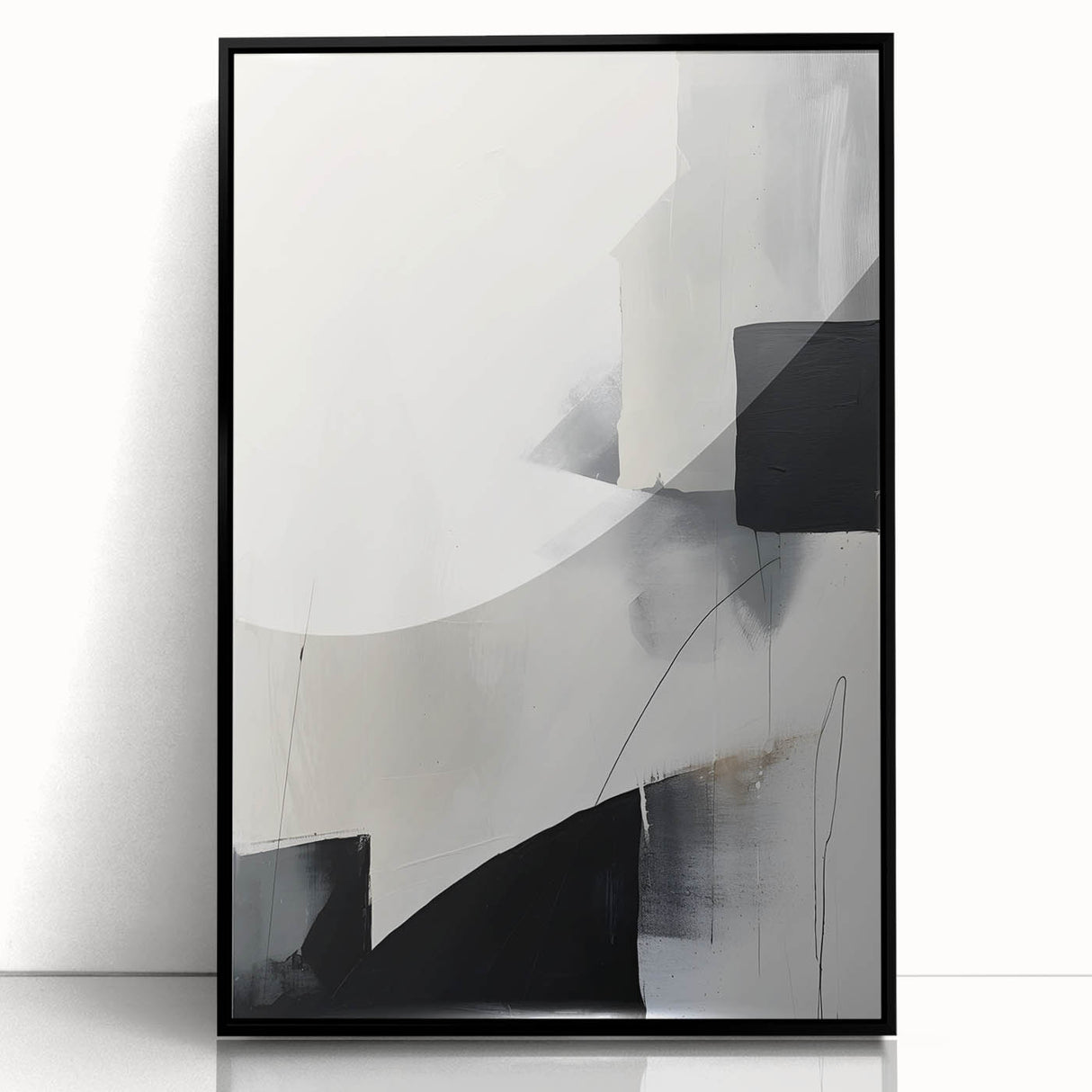 Framed and Canvas Dining Room Art – Abstract Black & Gray Print
