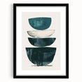 Abstract minimalist wall art framed in black, showcasing geometric shapes in muted tones, designed to enhance modern interior decor aesthetics.
