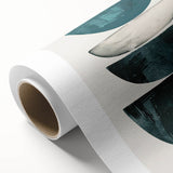 Abstract minimalist wall art on rolled canvas, featuring soft, muted colors and geometric shapes, elegantly packaged in a protective cardboard tube. Ideal for modern home decor.