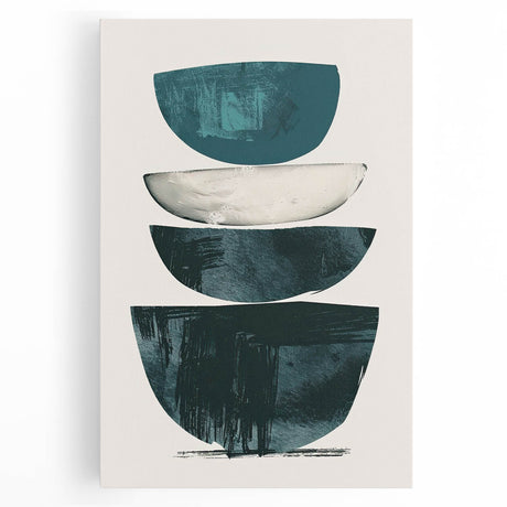 Abstract minimalist wall art on stretched canvas, showcasing soft pastel colors and geometric shapes, perfect for modern home decor and artistic expression.