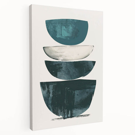 Stretched canvas showcasing an abstract minimalist wall art design with soft pastel colors, featured in a side view to emphasize its depth and texture. Ideal for modern home decor, this artwork adds a sophisticated touch to any room's aesthetic.
