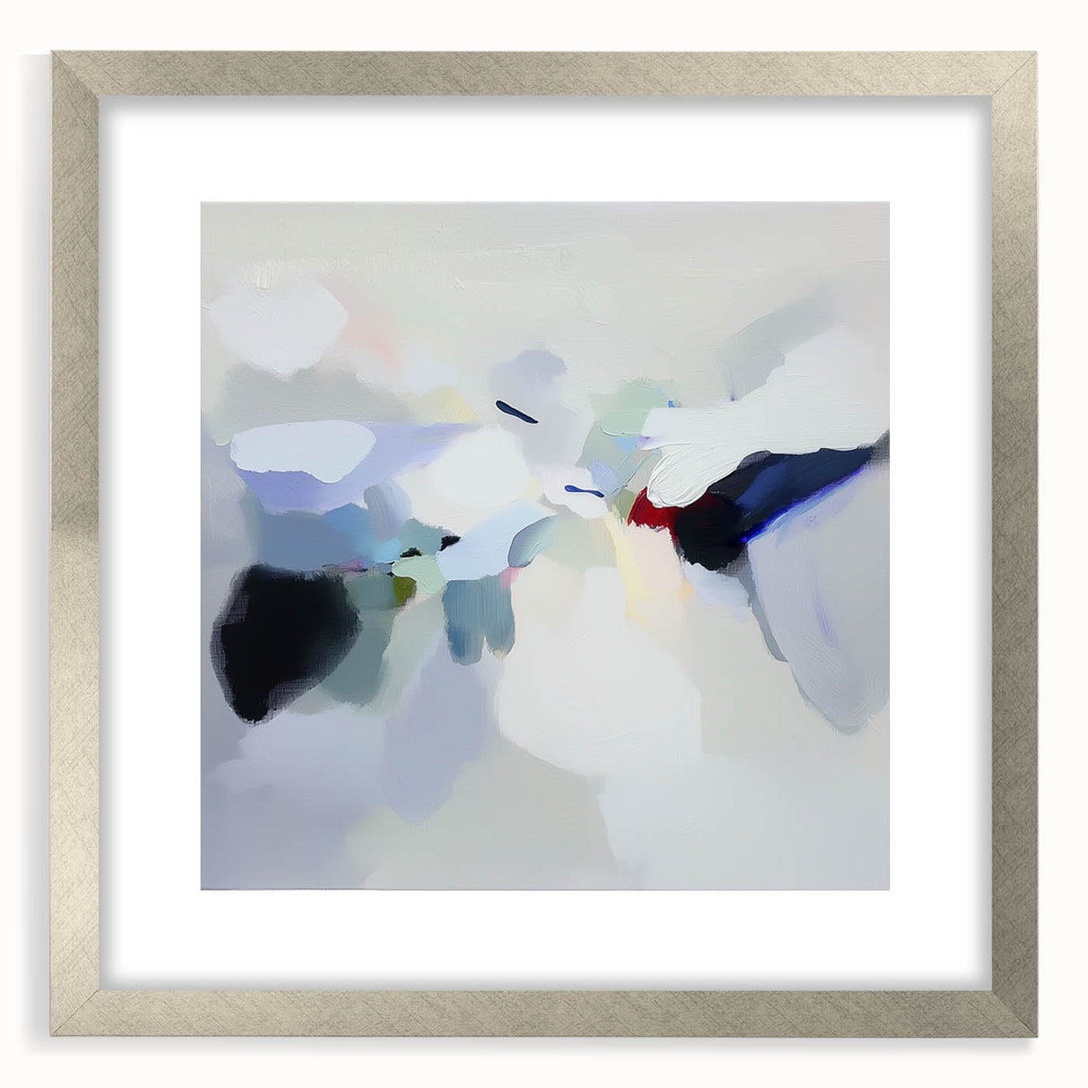 Minimalist Abstract Wall Art – Misty Gray and Blue Canvas Print