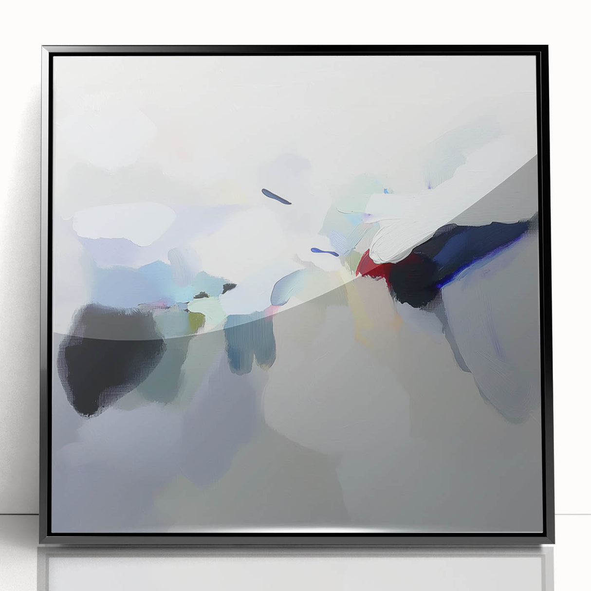 Minimalist Abstract Wall Art – Misty Gray and Blue Canvas Print