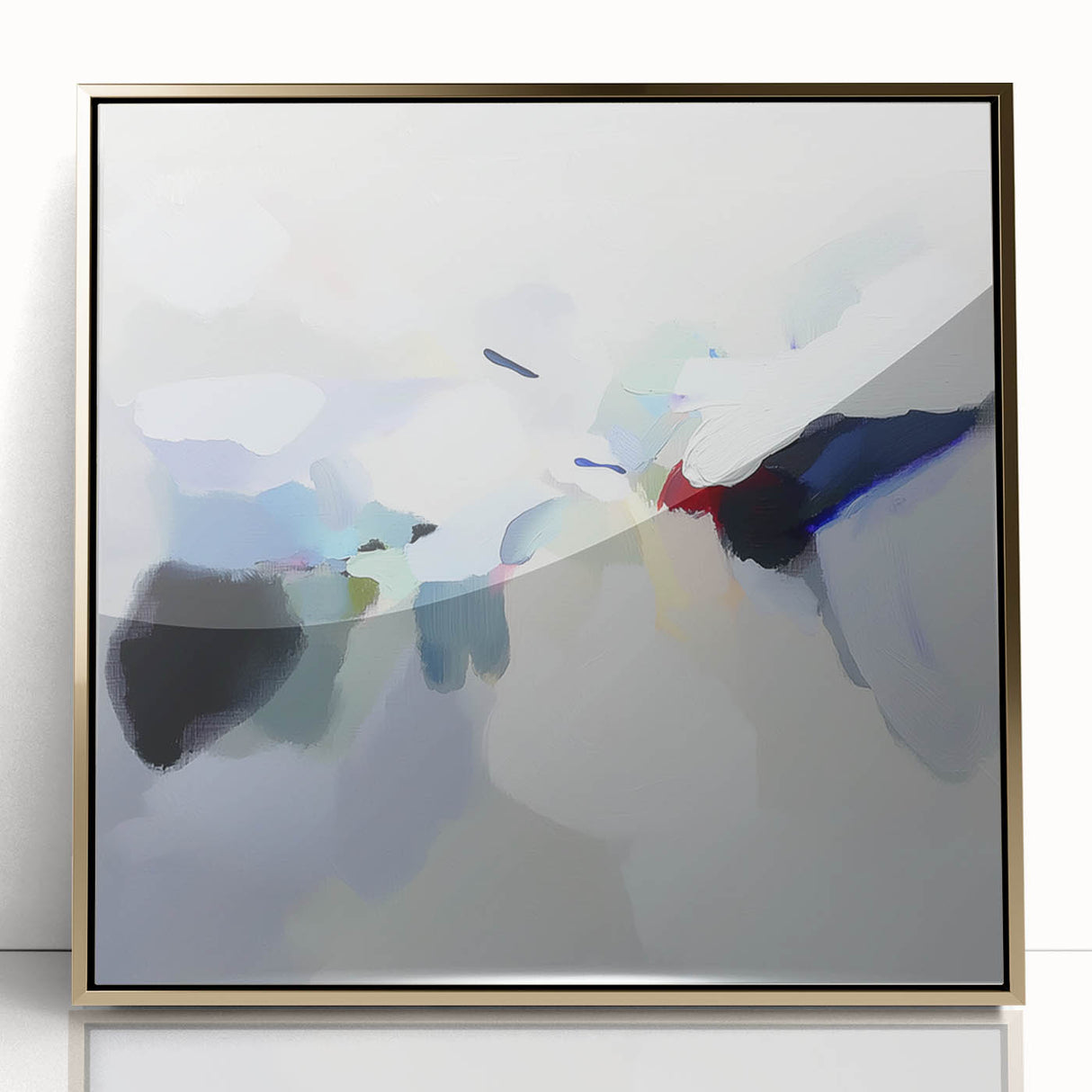 Minimalist Abstract Wall Art – Misty Gray and Blue Canvas Print