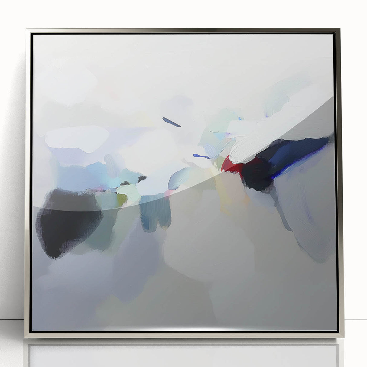 Minimalist Abstract Wall Art – Misty Gray and Blue Canvas Print