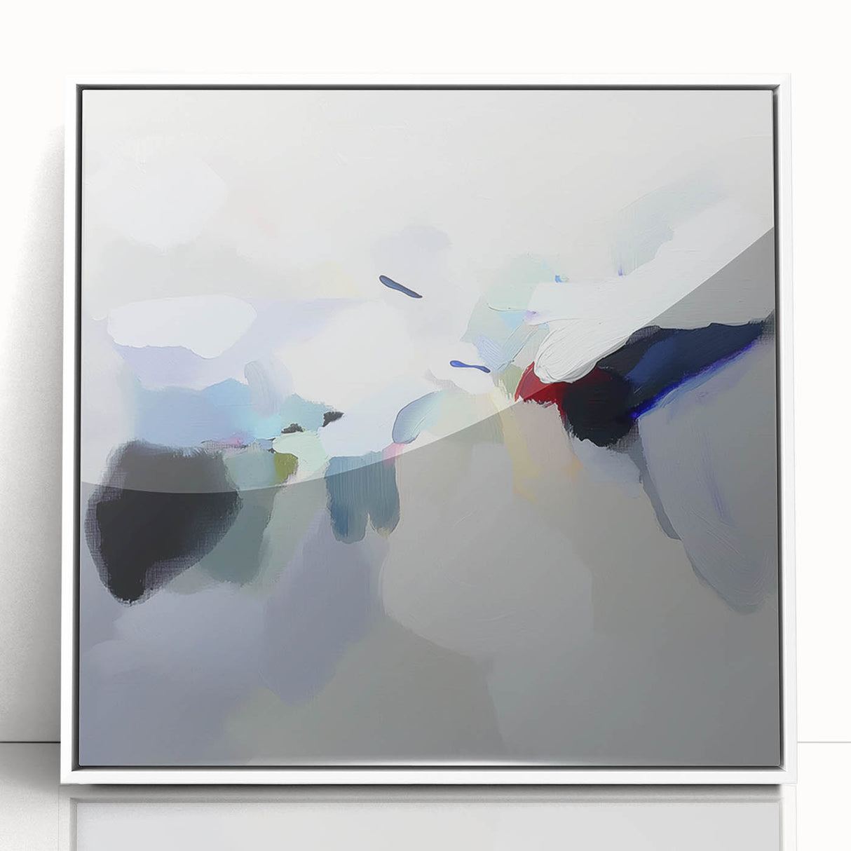 Minimalist Abstract Wall Art – Misty Gray and Blue Canvas Print