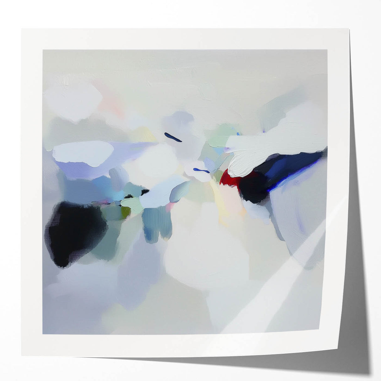 Minimalist Abstract Wall Art – Misty Gray and Blue Canvas Print