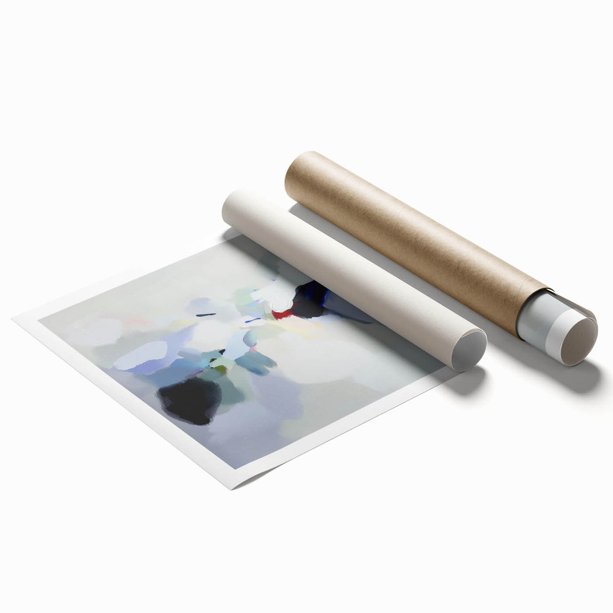 Minimalist Abstract Wall Art – Misty Gray and Blue Canvas Print