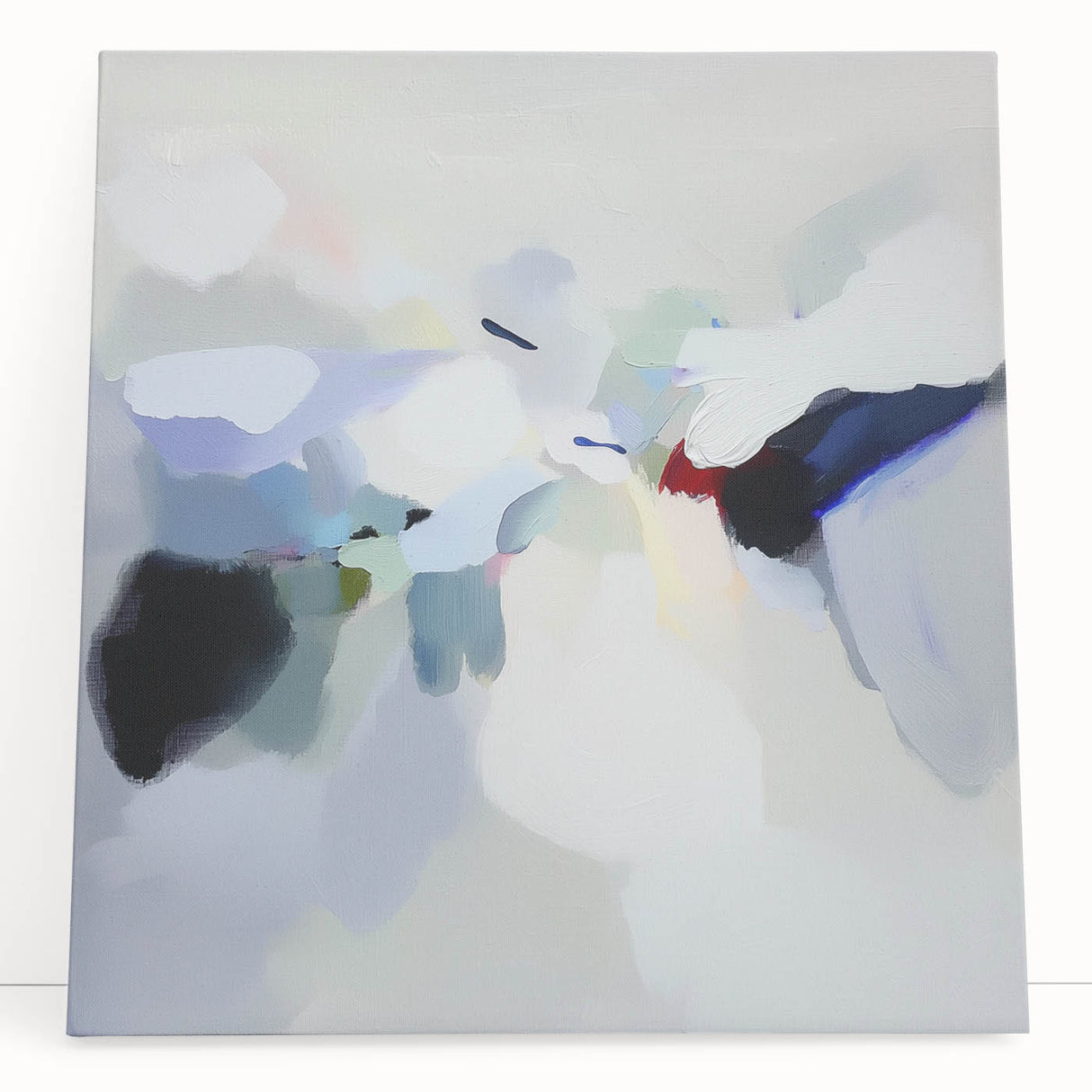 Minimalist Abstract Wall Art – Misty Gray and Blue Canvas Print