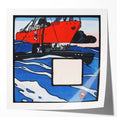 Modern Wall Art – Bold Naval Scene with Vibrant Blue and Red Accents