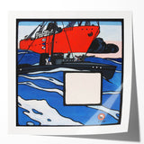 Modern Wall Art – Bold Naval Scene with Vibrant Blue and Red Accents