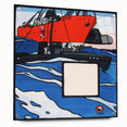 Modern Wall Art – Bold Naval Scene with Vibrant Blue and Red Accents