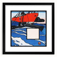 Modern Wall Art – Bold Naval Scene with Vibrant Blue and Red Accents