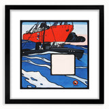 Modern Wall Art – Bold Naval Scene with Vibrant Blue and Red Accents