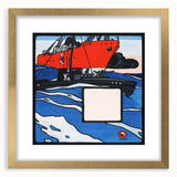 Modern Wall Art – Bold Naval Scene with Vibrant Blue and Red Accents