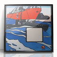 Modern Wall Art – Bold Naval Scene with Vibrant Blue and Red Accents