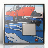 Modern Wall Art – Bold Naval Scene with Vibrant Blue and Red Accents