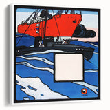 Modern Wall Art – Bold Naval Scene with Vibrant Blue and Red Accents