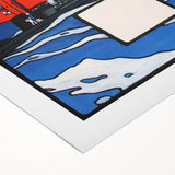 Modern Wall Art – Bold Naval Scene with Vibrant Blue and Red Accents