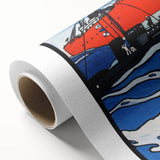 Modern Wall Art – Bold Naval Scene with Vibrant Blue and Red Accents