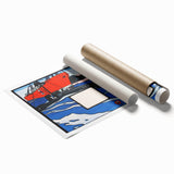 Modern Wall Art – Bold Naval Scene with Vibrant Blue and Red Accents