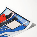 Modern Wall Art – Bold Naval Scene with Vibrant Blue and Red Accents