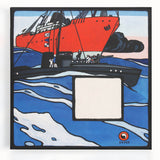 Modern Wall Art – Bold Naval Scene with Vibrant Blue and Red Accents