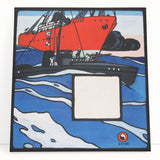 Modern Wall Art – Bold Naval Scene with Vibrant Blue and Red Accents