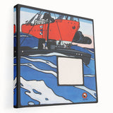 Modern Wall Art – Bold Naval Scene with Vibrant Blue and Red Accents