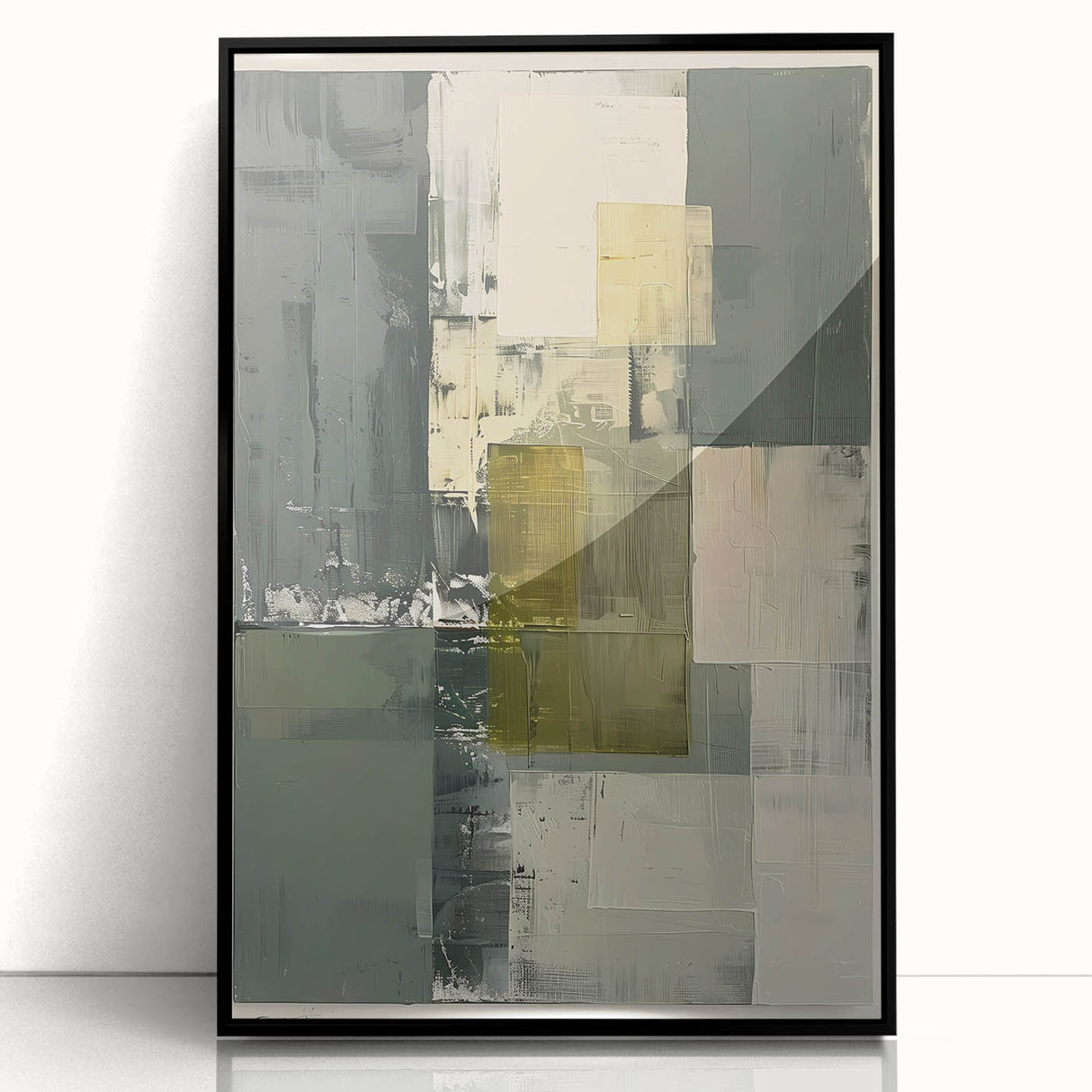Custom Dining Room Wall Decor – Green & Gold Abstract Canvas