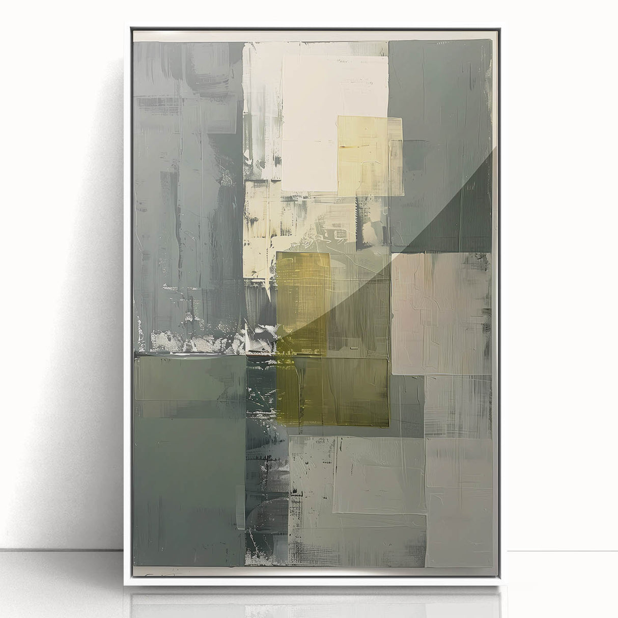 Custom Dining Room Wall Decor – Green & Gold Abstract Canvas