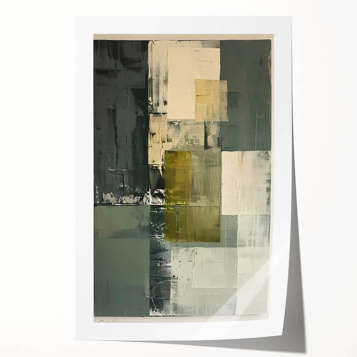 Custom Dining Room Wall Decor – Green & Gold Abstract Canvas